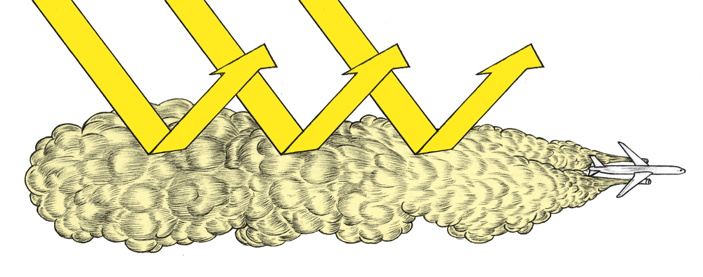 ‘Serieus’ noemt Hamilton de techniek om een schild van zwaveldioxide de stratosfeer in te pompen. Illustratie: Tim Enthoven
